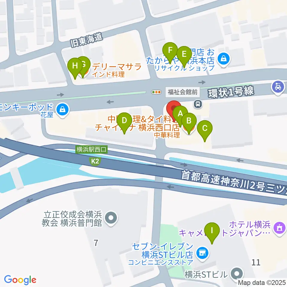 アウローラミュージックサロン周辺のファミレス・ファーストフード一覧地図