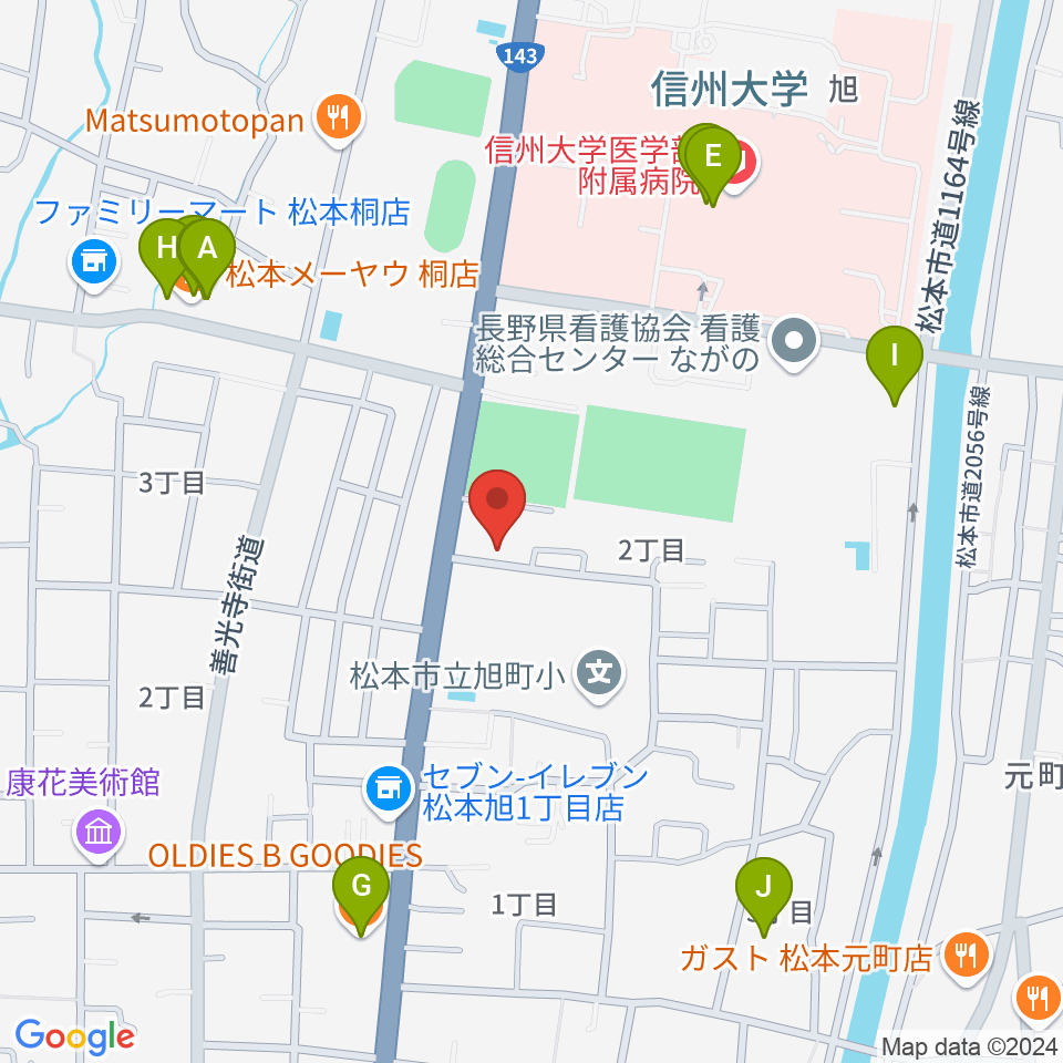 鈴木鎮一記念館周辺のファミレス・ファーストフード一覧地図