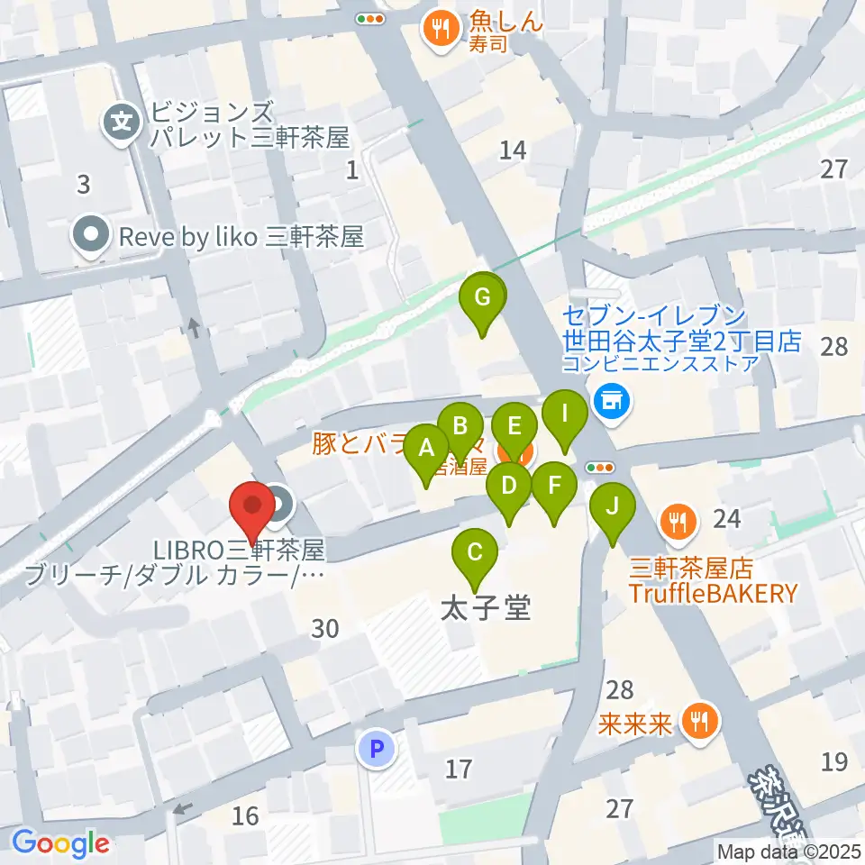 Festa Music Salon周辺のファミレス・ファーストフード一覧地図