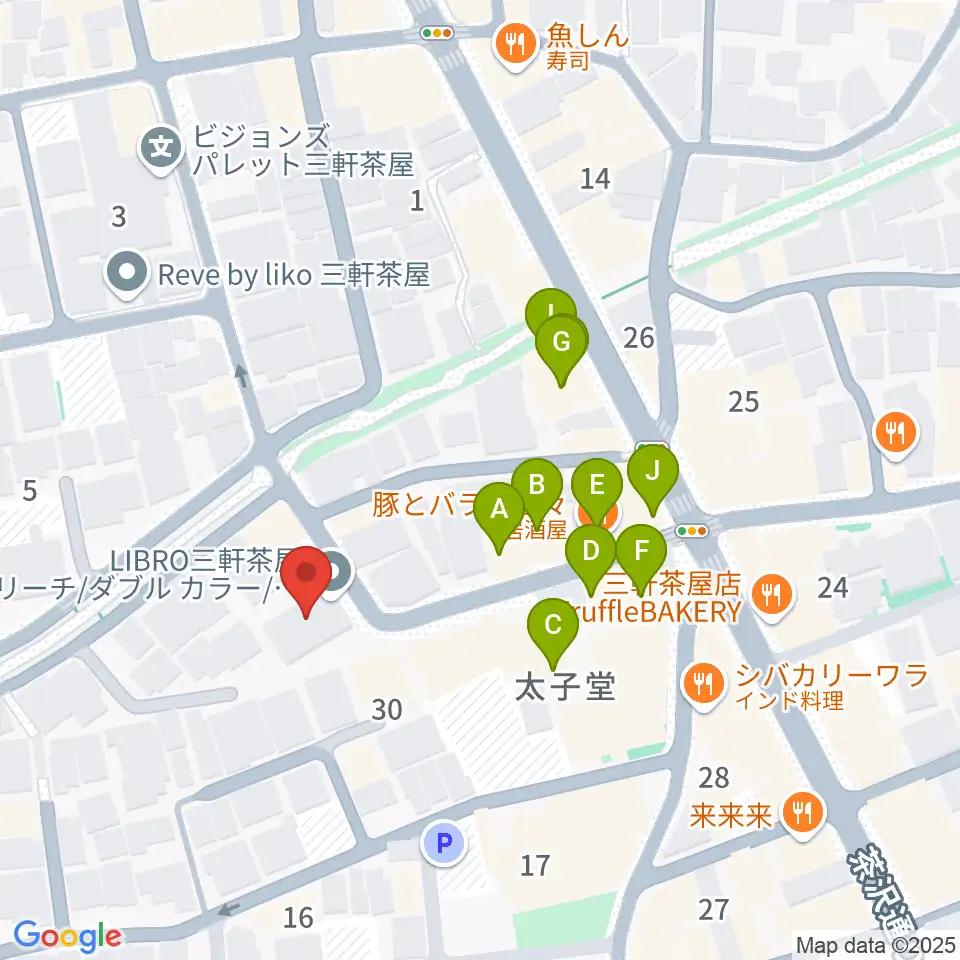 Festa Music Salon周辺のファミレス・ファーストフード一覧地図