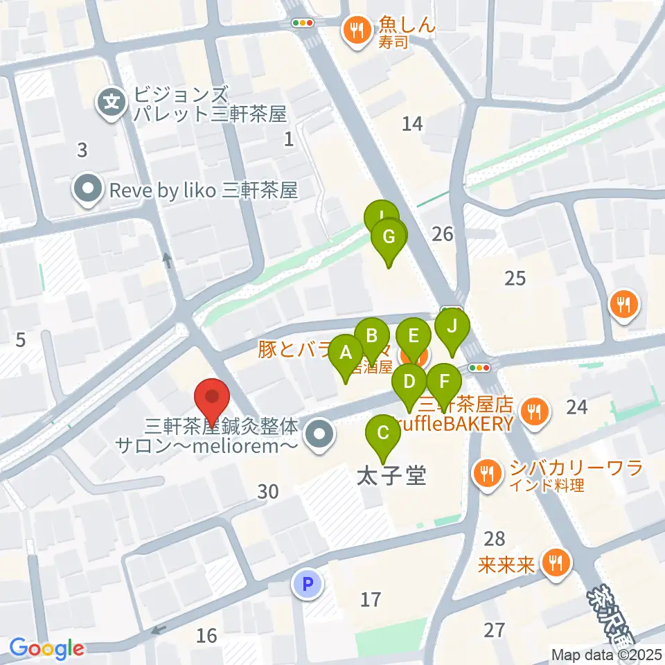 Festa Music Salon周辺のファミレス・ファーストフード一覧地図