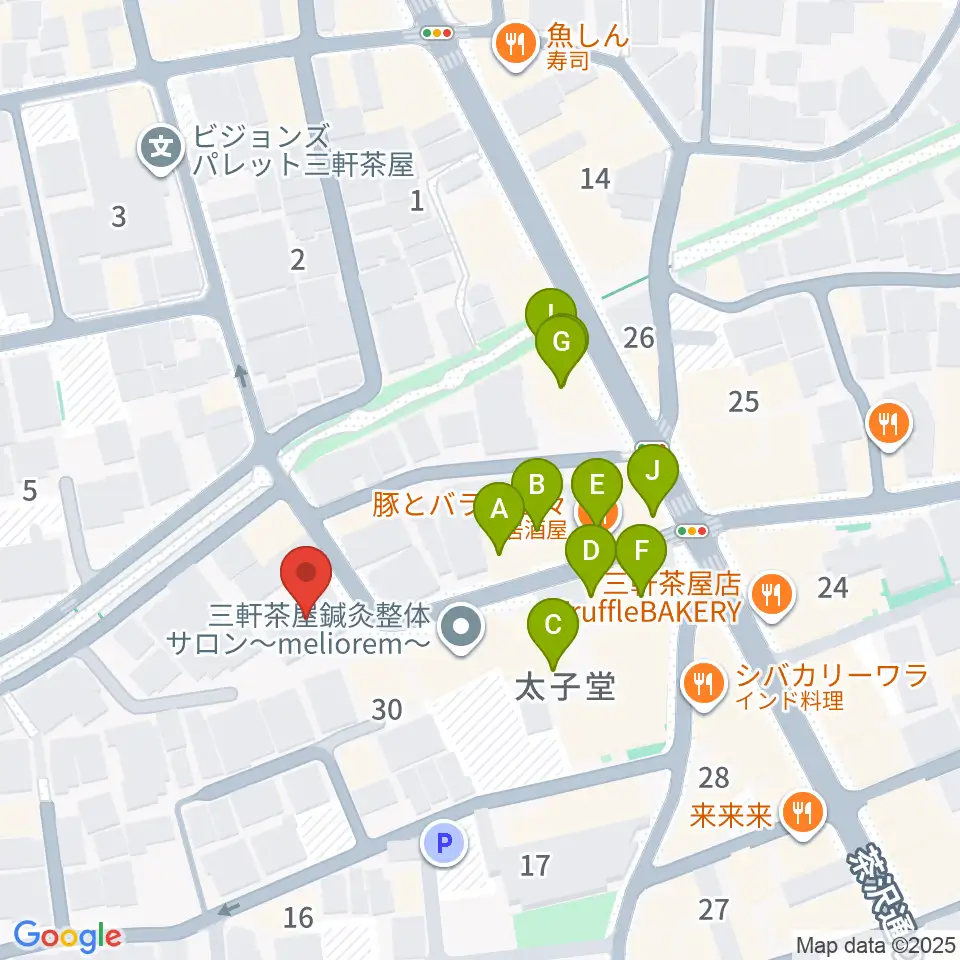 Festa Music Salon周辺のファミレス・ファーストフード一覧地図
