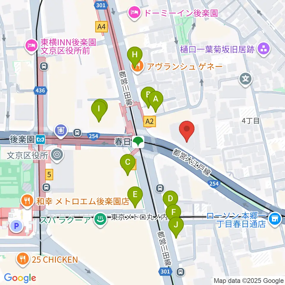 尚美ミュージックカレッジ専門学校周辺のファミレス・ファーストフード一覧地図