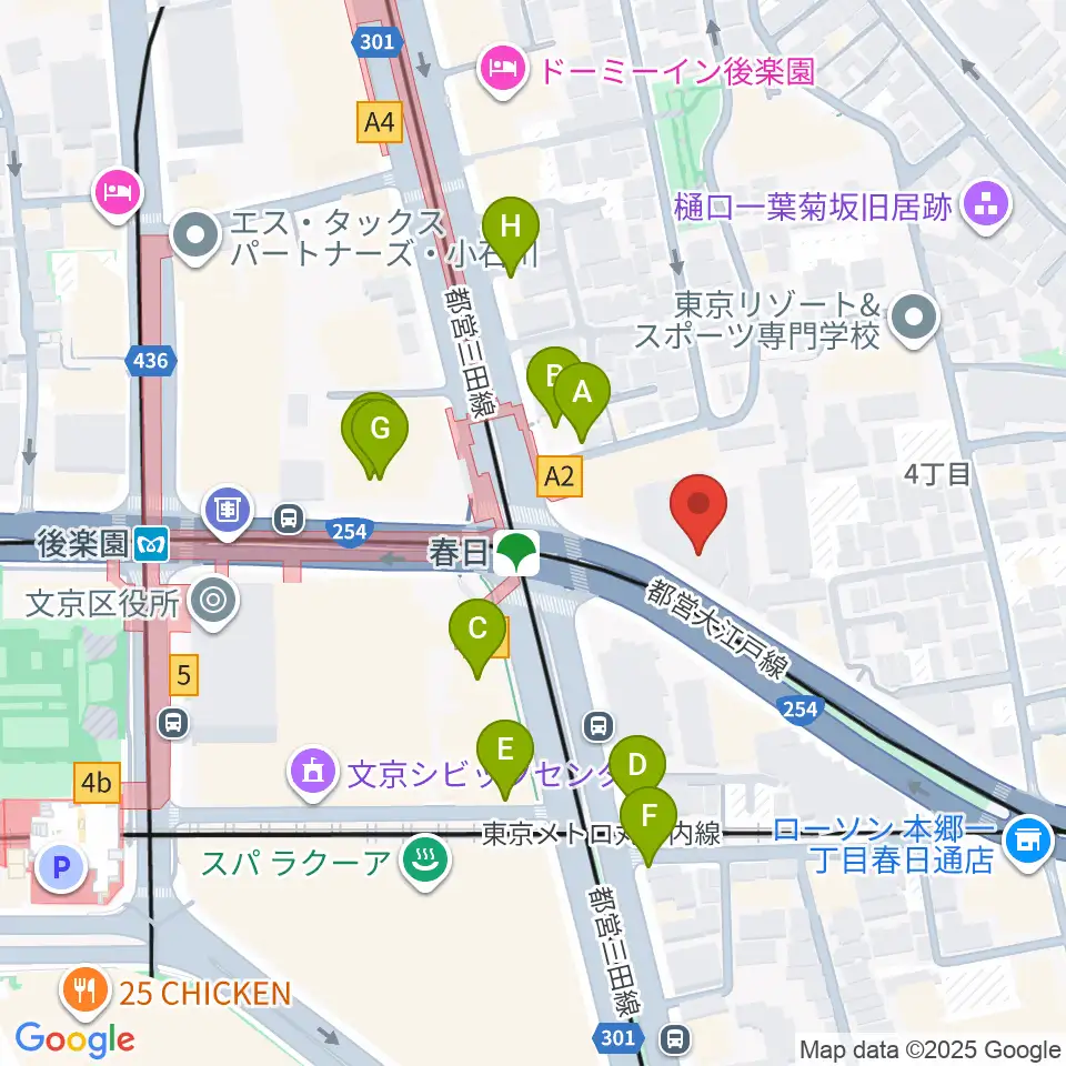 尚美ミュージックカレッジ専門学校周辺のファミレス・ファーストフード一覧地図