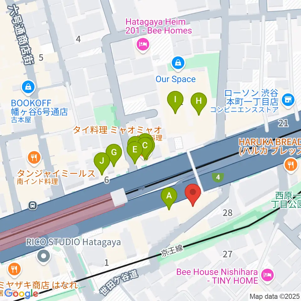 幡ヶ谷リバーススタジオ周辺のファミレス・ファーストフード一覧地図