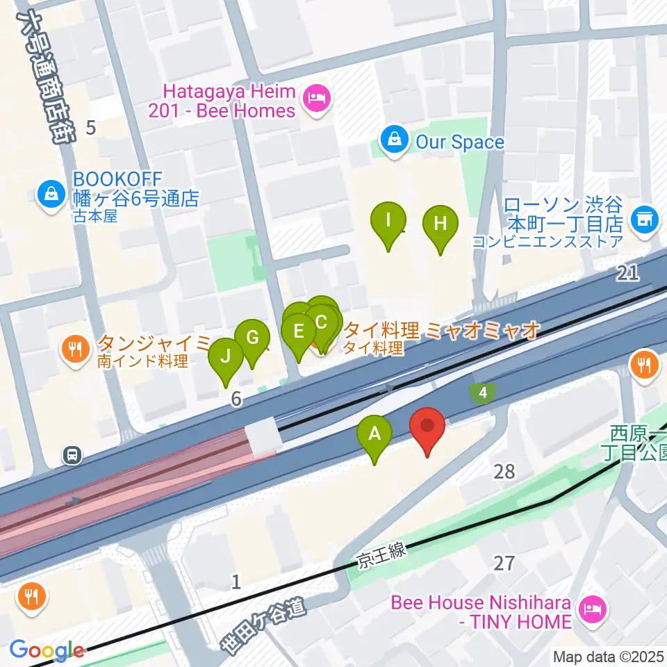 幡ヶ谷リバーススタジオ周辺のファミレス・ファーストフード一覧地図