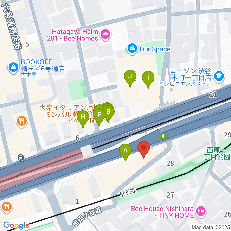 幡ヶ谷リバーススタジオ周辺のファミレス・ファーストフード一覧地図