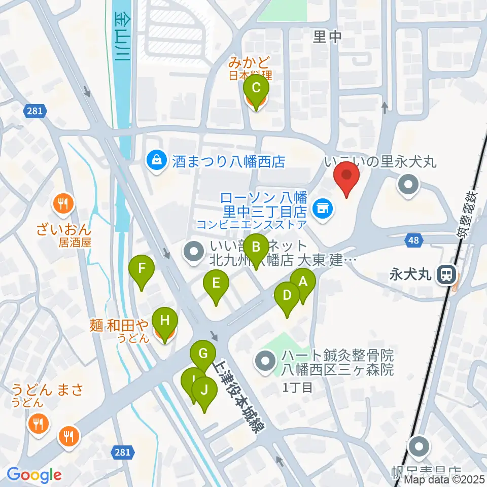 CIUスタジオ周辺のファミレス・ファーストフード一覧地図