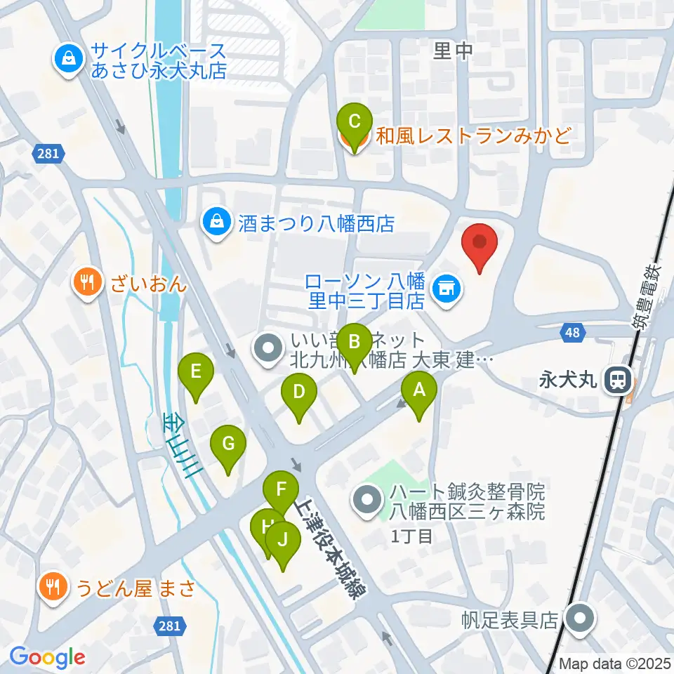 CIUスタジオ周辺のファミレス・ファーストフード一覧地図