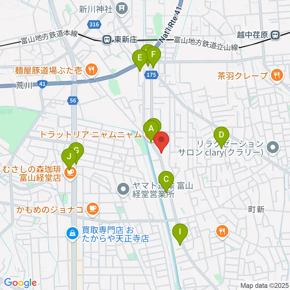 わをん音楽教室周辺のファミレス・ファーストフード一覧地図