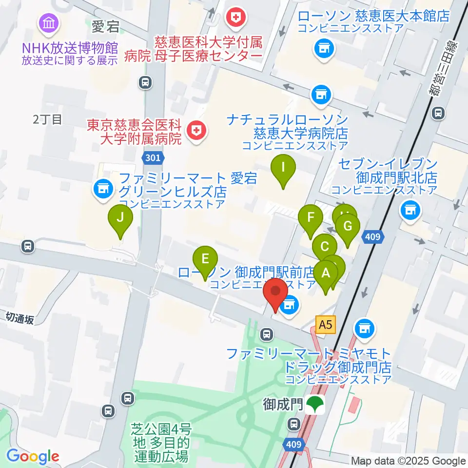 音響芸術専門学校周辺のファミレス・ファーストフード一覧地図