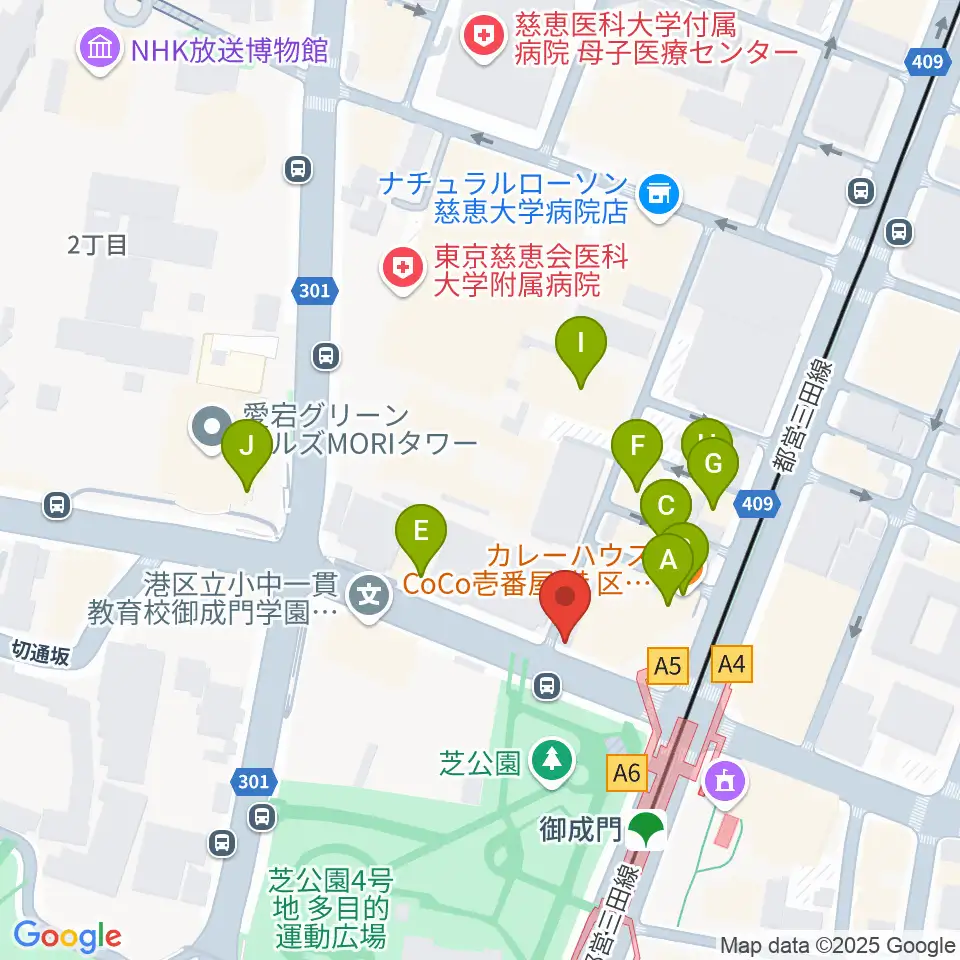 音響芸術専門学校周辺のファミレス・ファーストフード一覧地図