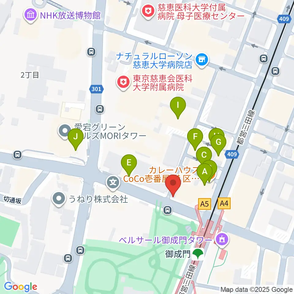 音響芸術専門学校周辺のファミレス・ファーストフード一覧地図