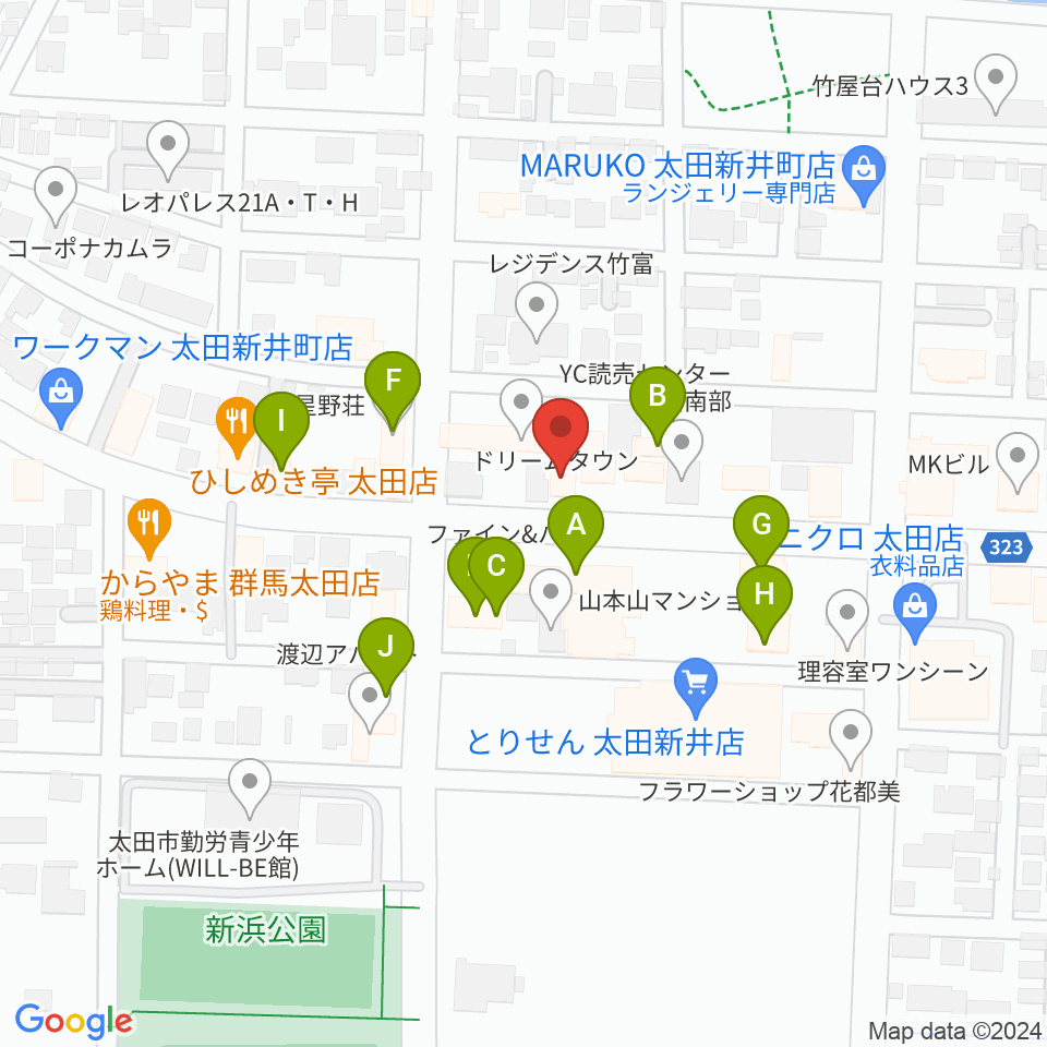 太田エモーション周辺のファミレス・ファーストフード一覧地図