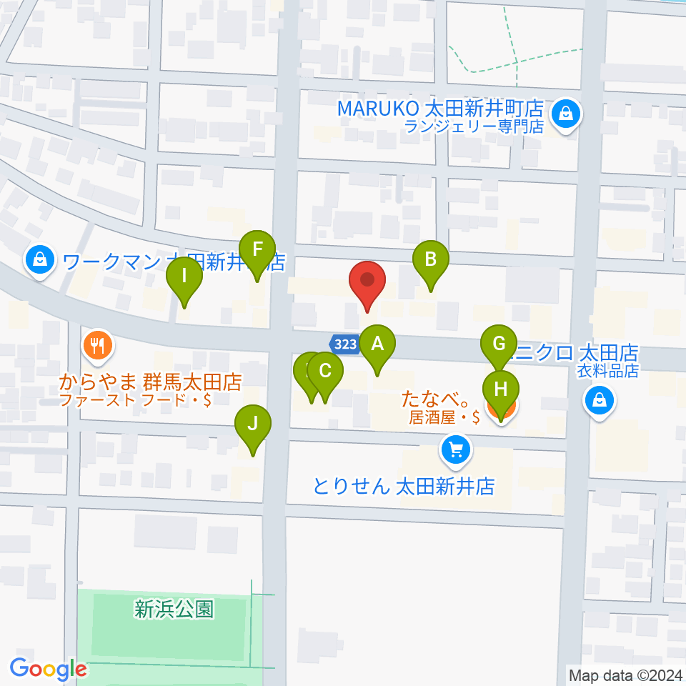 太田エモーション周辺のファミレス・ファーストフード一覧地図