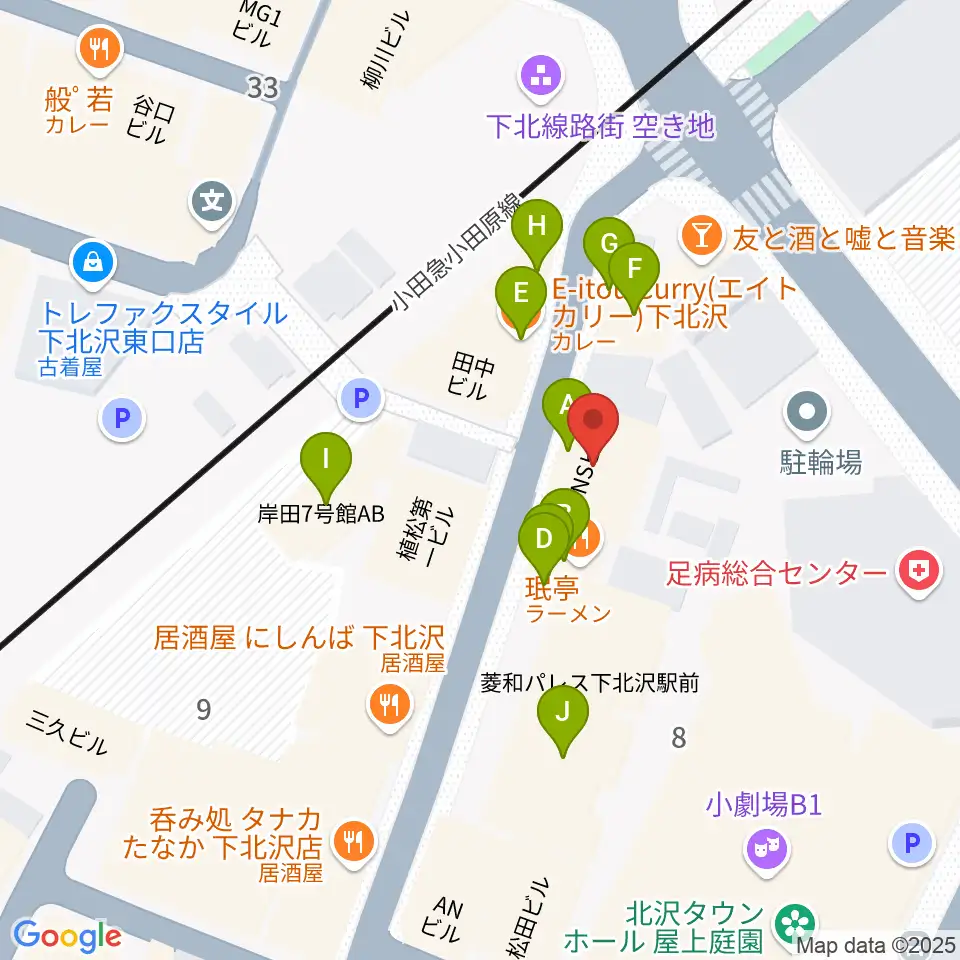 下北沢Music Island O周辺のファミレス・ファーストフード一覧地図