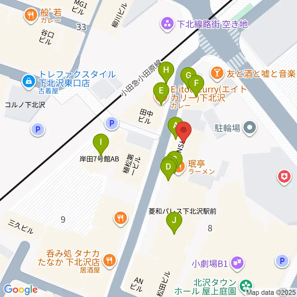 下北沢Music Island O周辺のファミレス・ファーストフード一覧地図