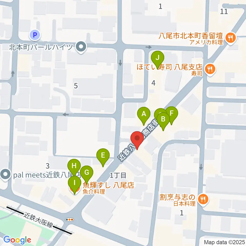 三嶋音楽教室周辺のファミレス・ファーストフード一覧地図