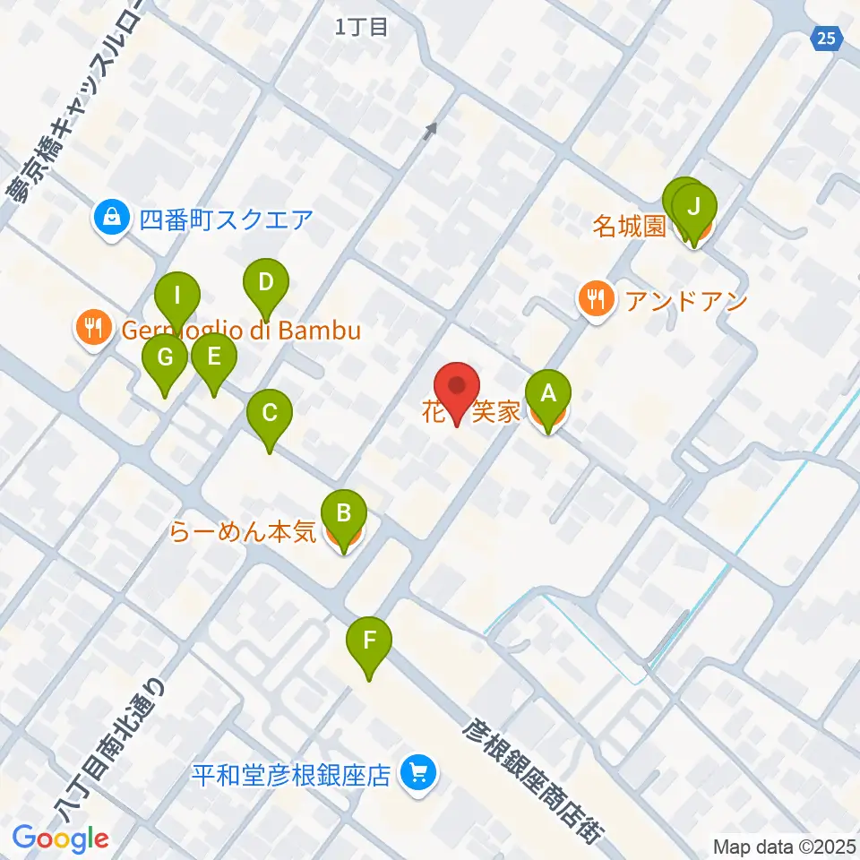 Tied Music（タイドミュージック）周辺のファミレス・ファーストフード一覧地図