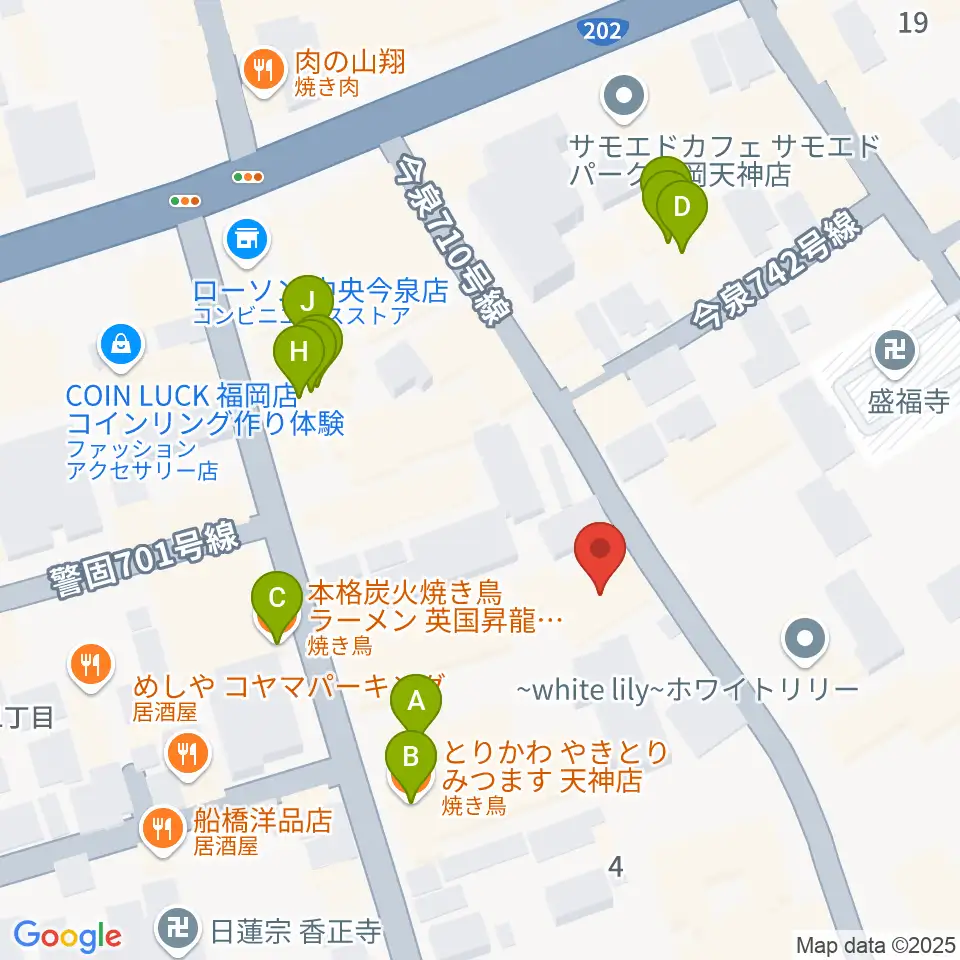 フォレストヒル周辺のファミレス・ファーストフード一覧地図