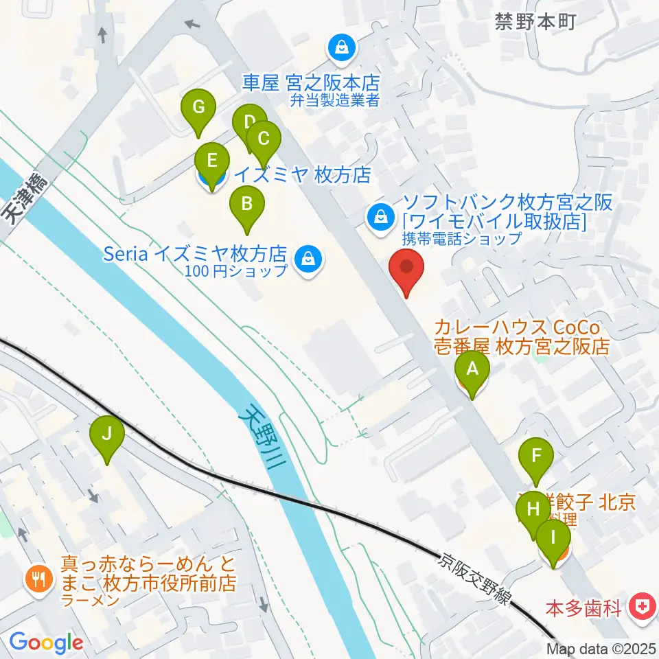 リプルミュージック周辺のファミレス・ファーストフード一覧地図