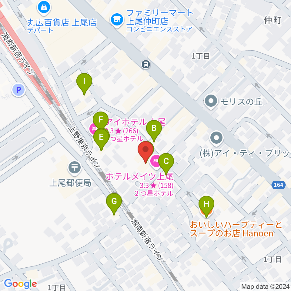 上尾 プラス・イレヴン周辺のファミレス・ファーストフード一覧地図