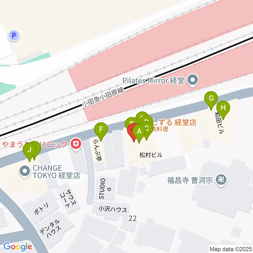 経堂Crazy Love周辺のファミレス・ファーストフード一覧地図