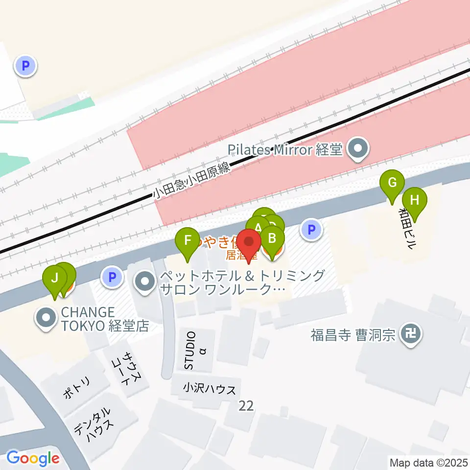 経堂Crazy Love周辺のファミレス・ファーストフード一覧地図
