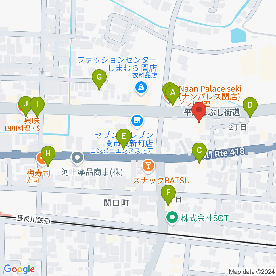 シノダ楽器 旭ヶ丘センター周辺のファミレス・ファーストフード一覧地図