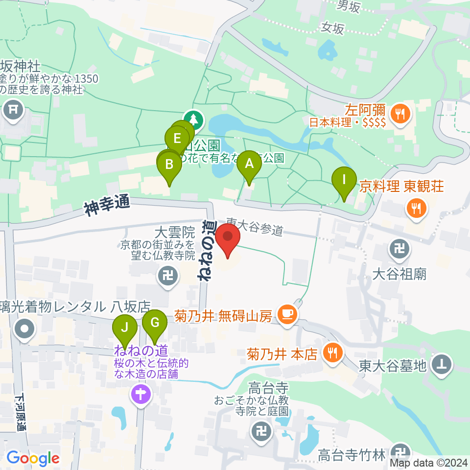 円山公園音楽堂周辺のファミレス・ファーストフード一覧地図