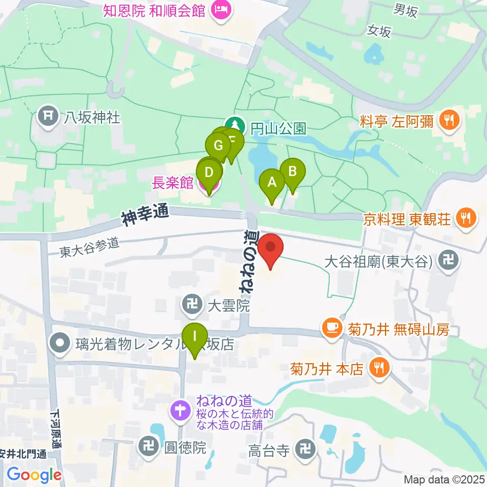 円山公園音楽堂周辺のファミレス・ファーストフード一覧地図