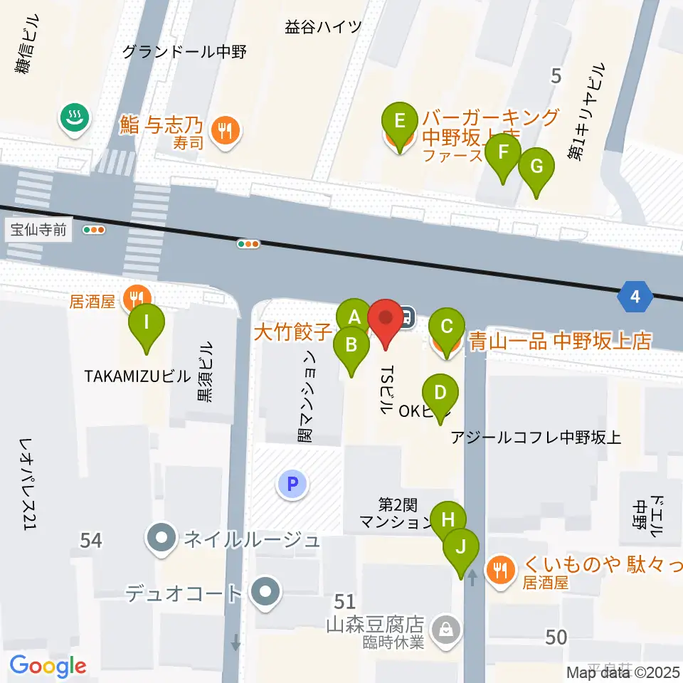 松栄楽器店周辺のファミレス・ファーストフード一覧地図