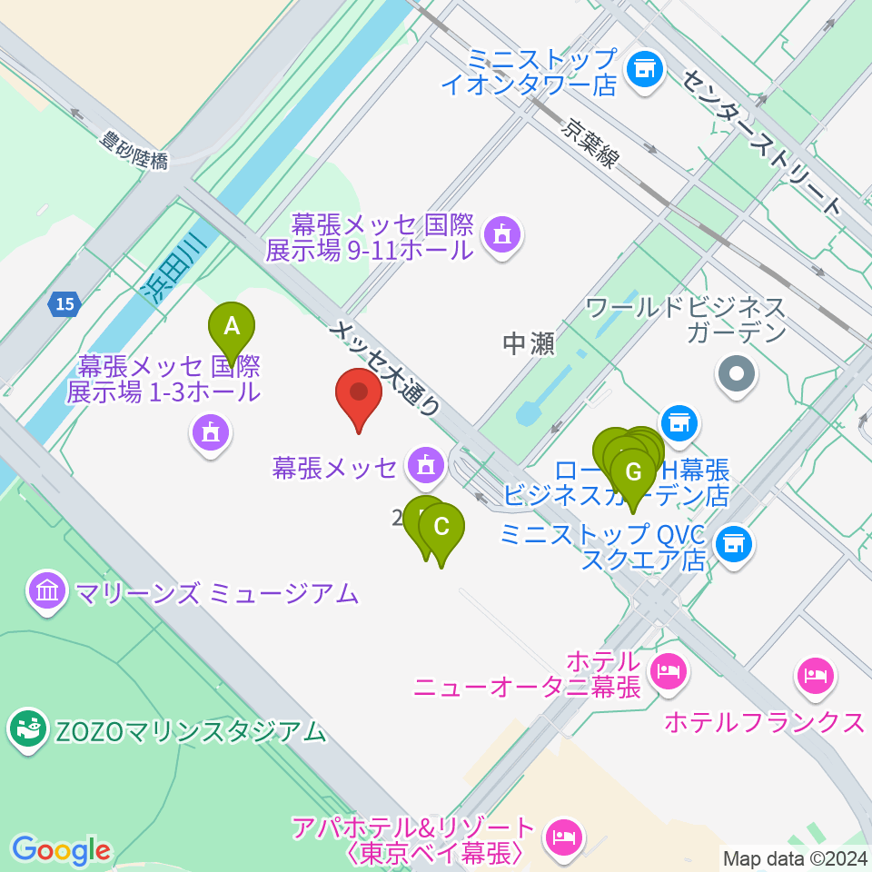 幕張イベントホール周辺のファミレス・ファーストフード一覧地図