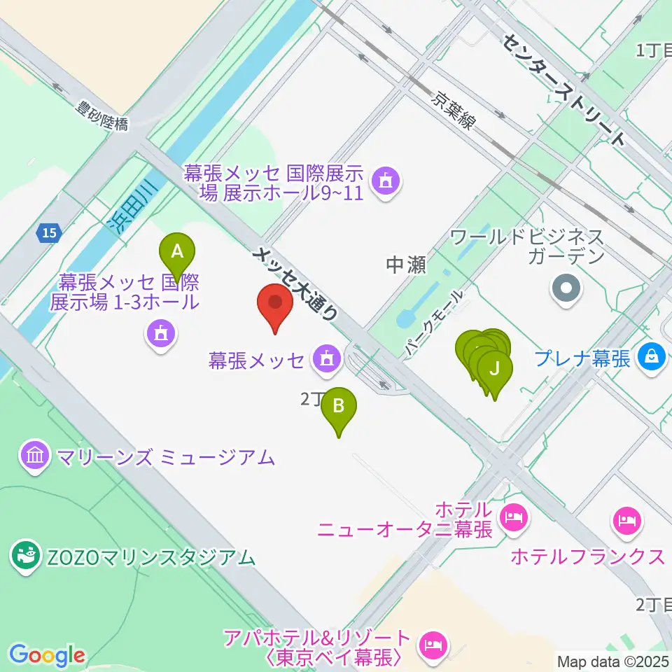 幕張イベントホール周辺のファミレス・ファーストフード一覧地図