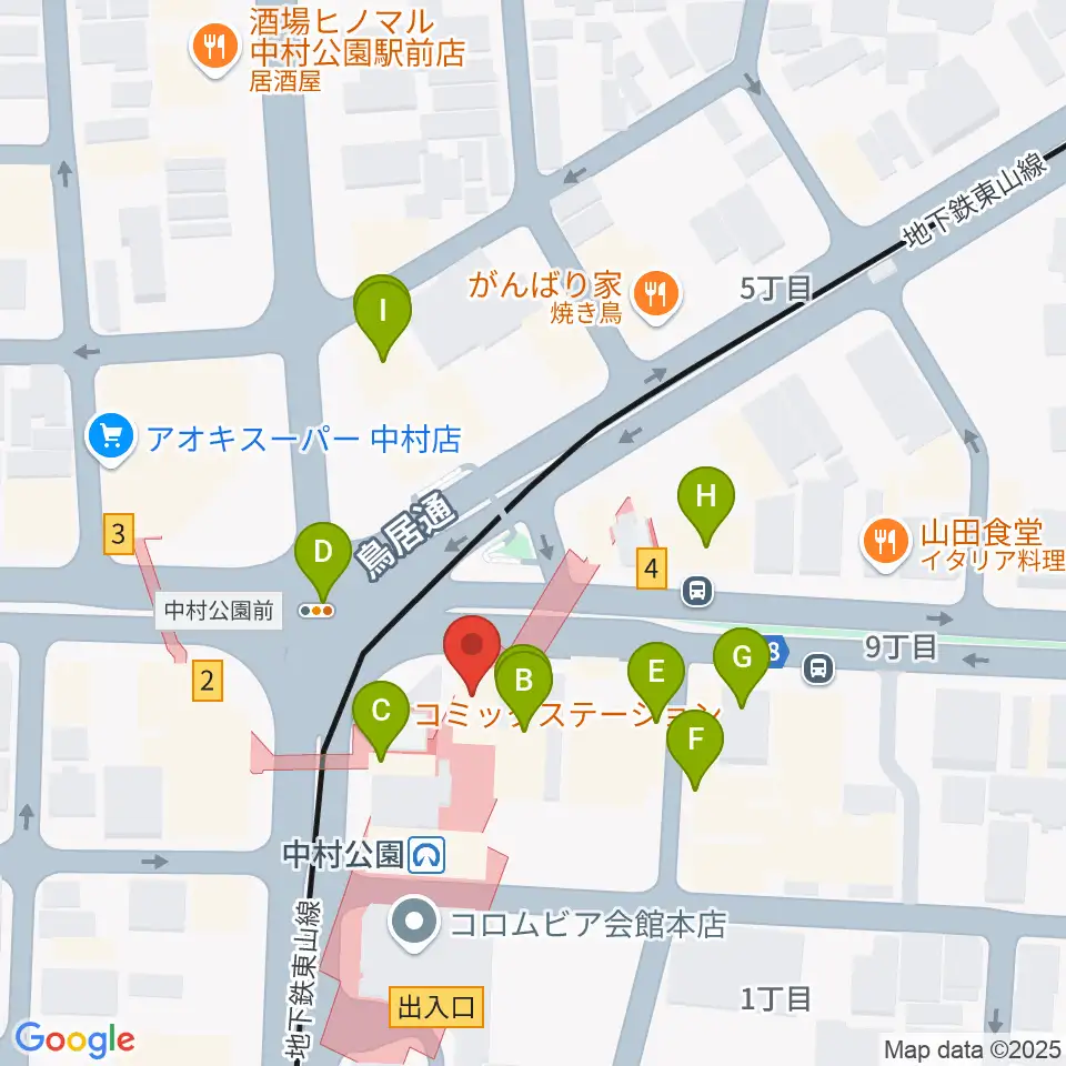 松栄楽器 名古屋店周辺のファミレス・ファーストフード一覧地図