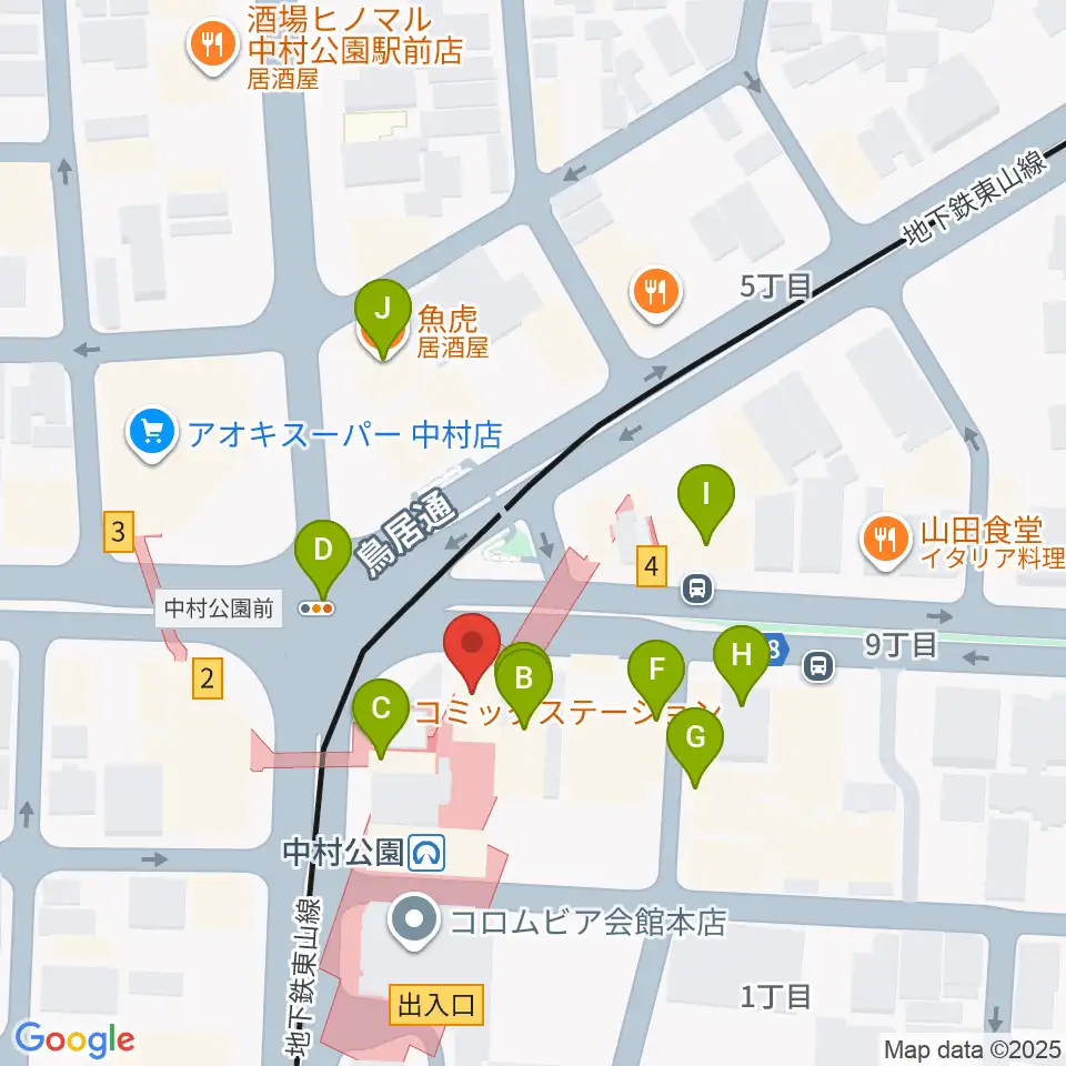 松栄楽器 名古屋店周辺のファミレス・ファーストフード一覧地図