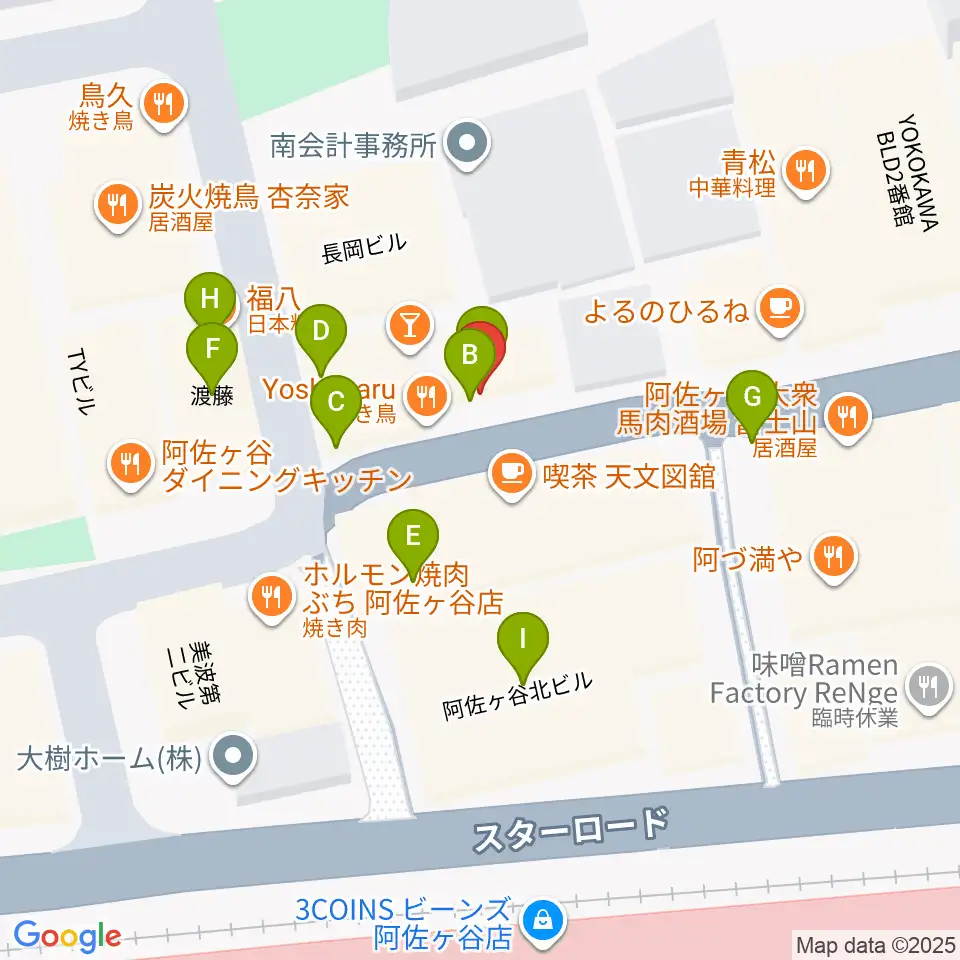 BAR ROCK INDIA周辺のファミレス・ファーストフード一覧地図