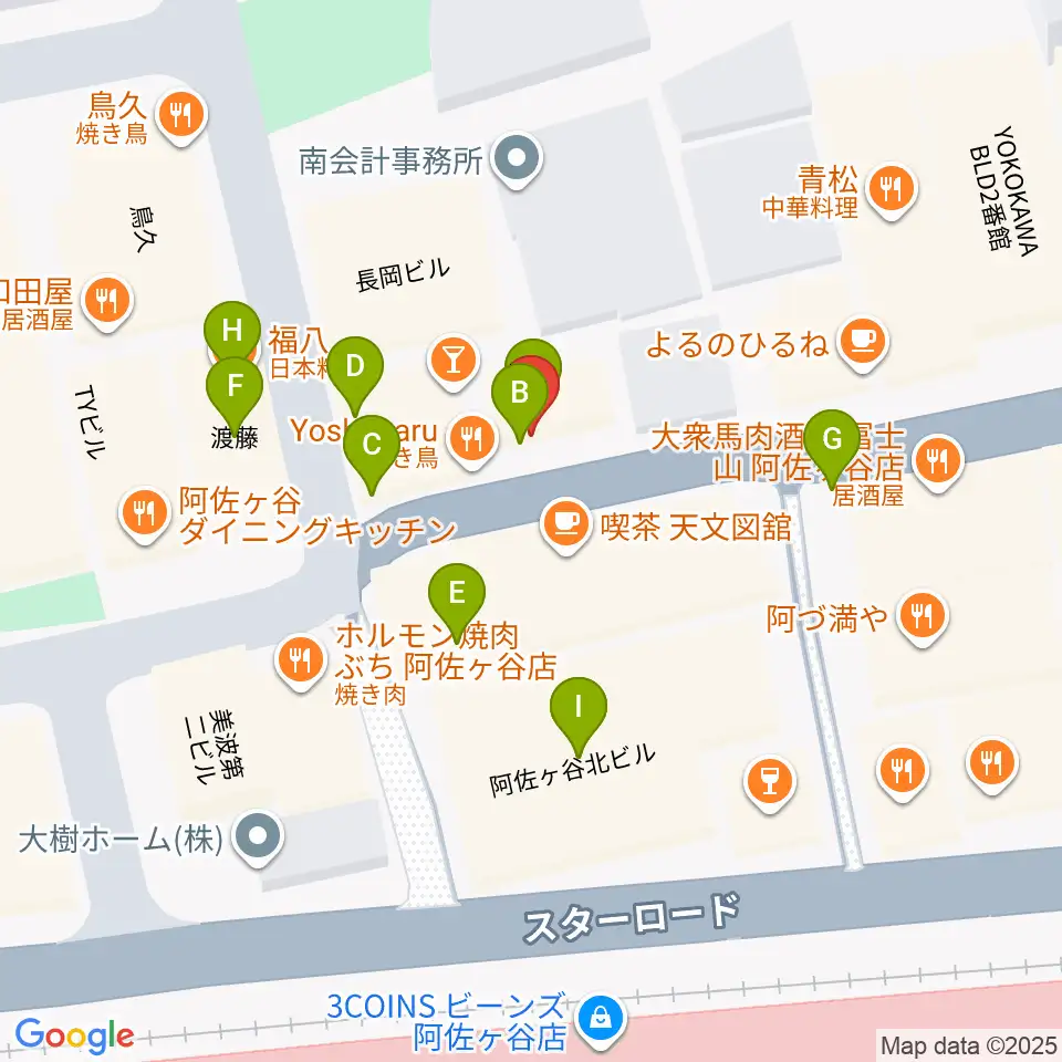 BAR ROCK INDIA周辺のファミレス・ファーストフード一覧地図