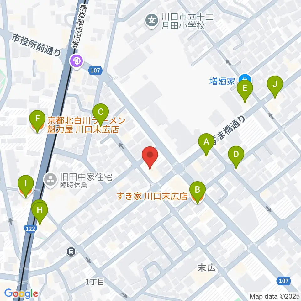 FM川口 856STUDIO周辺のファミレス・ファーストフード一覧地図