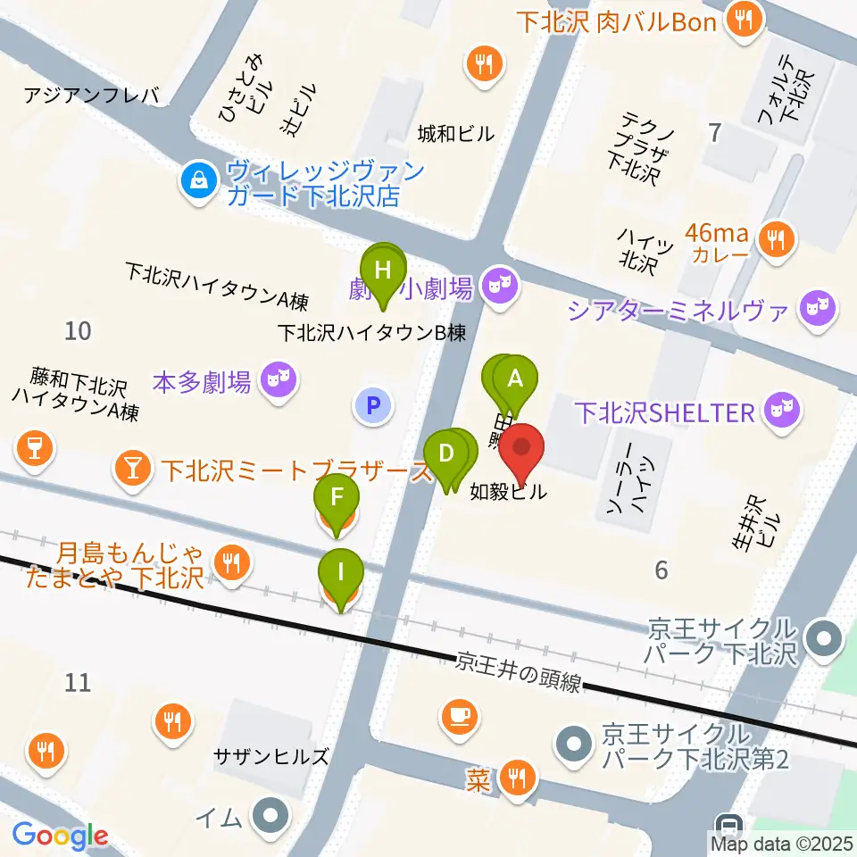 下北沢ろくでもない夜周辺のファミレス・ファーストフード一覧地図