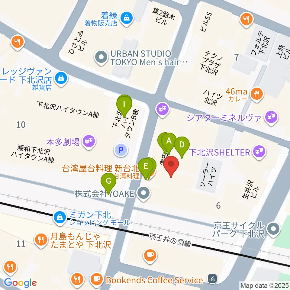 下北沢ろくでもない夜周辺のファミレス・ファーストフード一覧地図