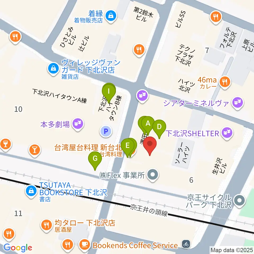 下北沢ろくでもない夜周辺のファミレス・ファーストフード一覧地図