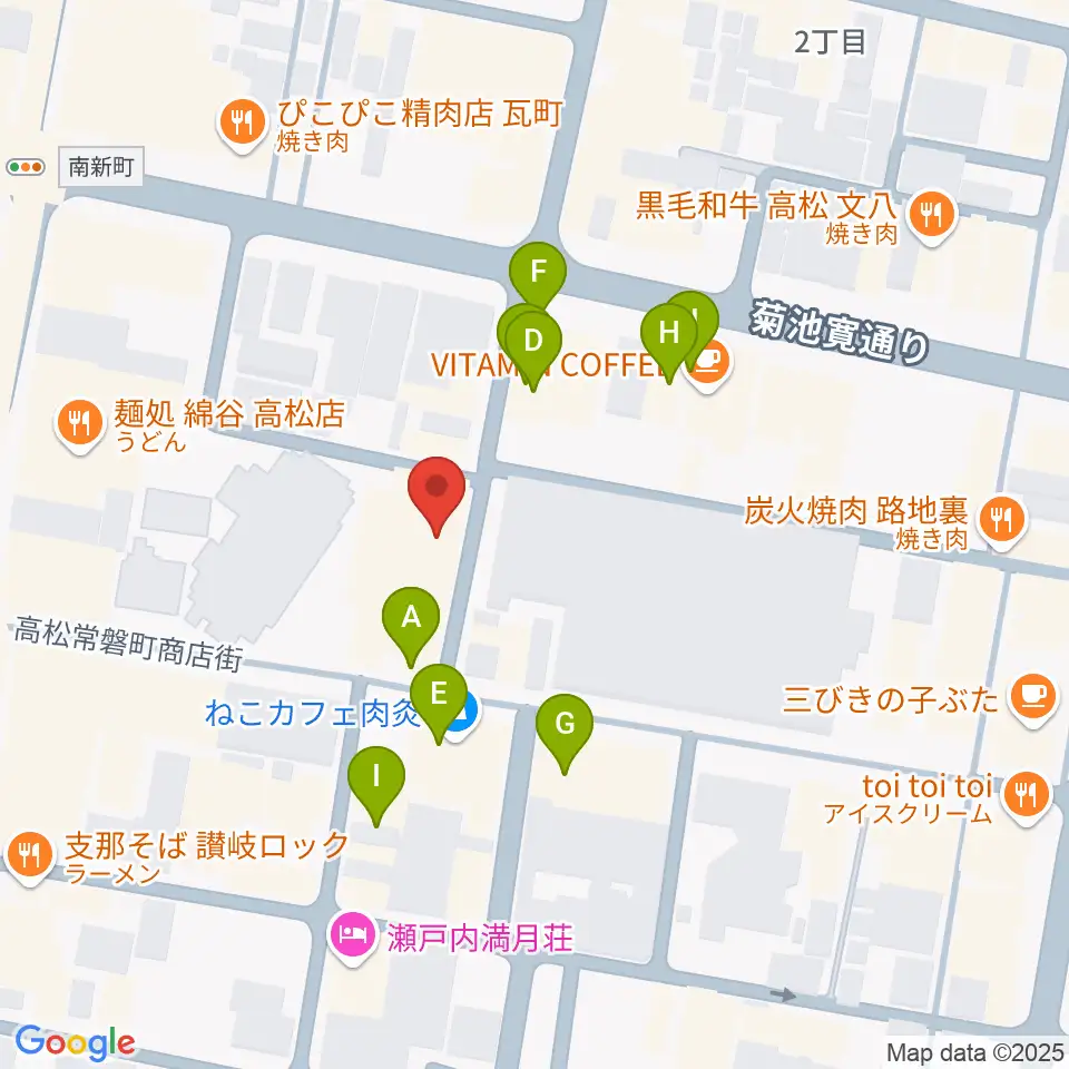 ヒッツギターズ＆ミュージック周辺のファミレス・ファーストフード一覧地図