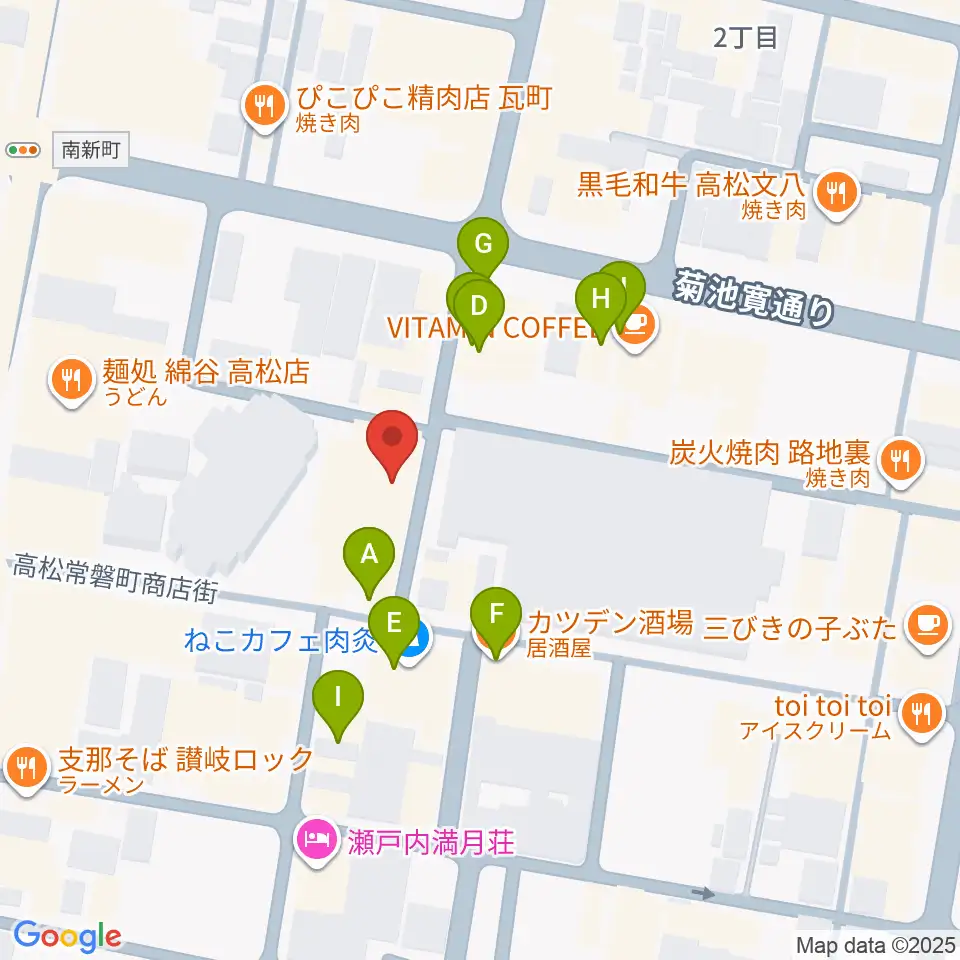 ヒッツギターズ＆ミュージック周辺のファミレス・ファーストフード一覧地図