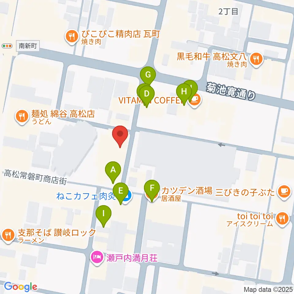 ヒッツギターズ＆ミュージック周辺のファミレス・ファーストフード一覧地図