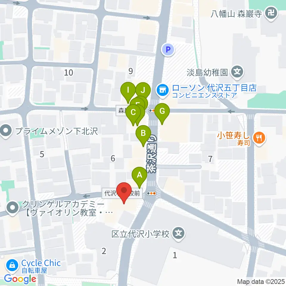 スクランブルズ代沢スタジオ周辺のファミレス・ファーストフード一覧地図