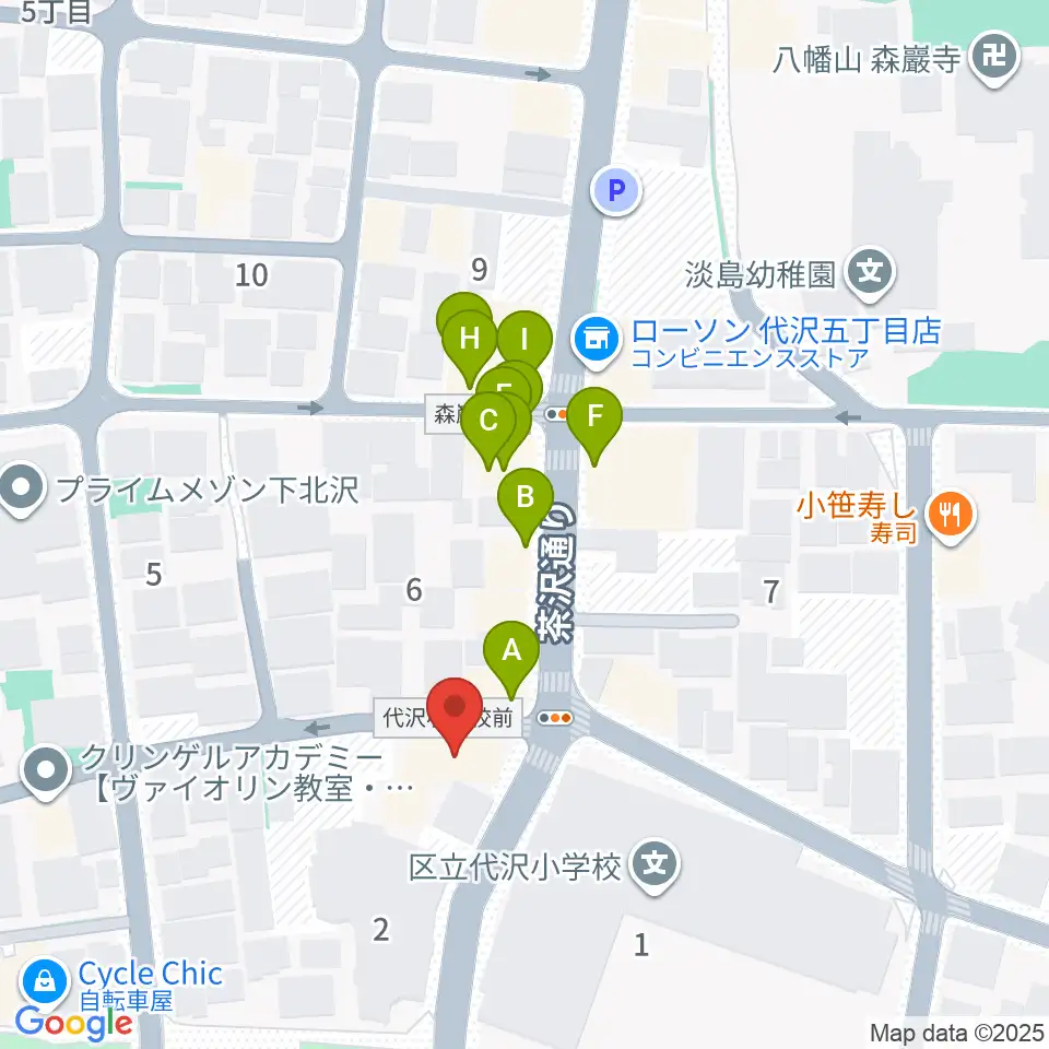 スクランブルズ代沢スタジオ周辺のファミレス・ファーストフード一覧地図