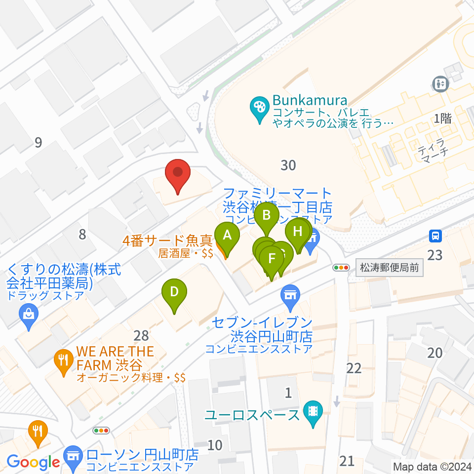 チェレステ・スタジオ松濤周辺のファミレス・ファーストフード一覧地図