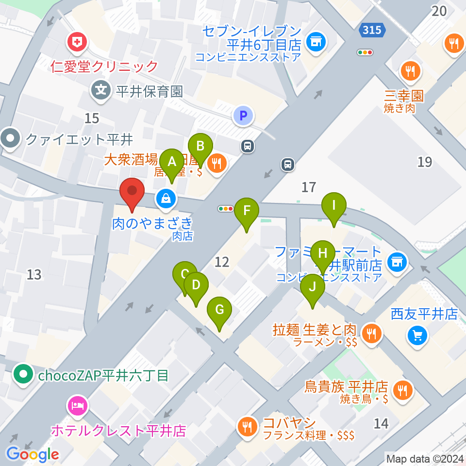 サウンド・プラグ周辺のファミレス・ファーストフード一覧地図