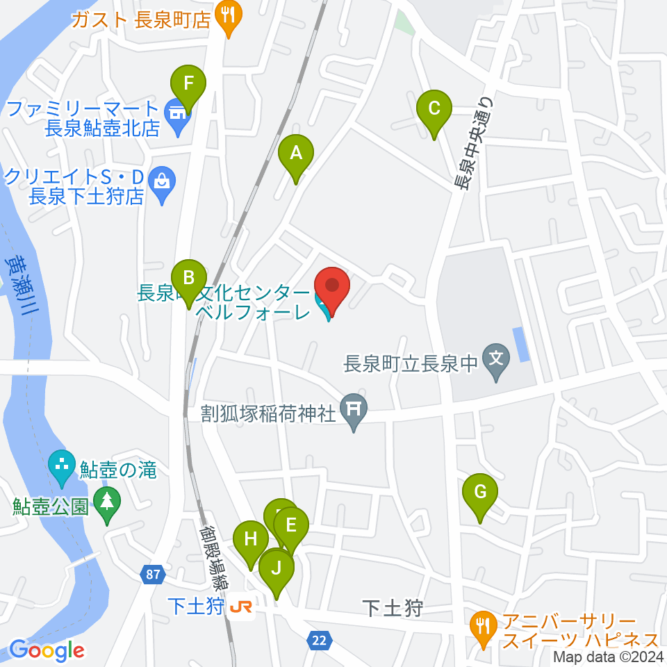 長泉町文化センター ベルフォーレ周辺のファミレス・ファーストフード一覧地図